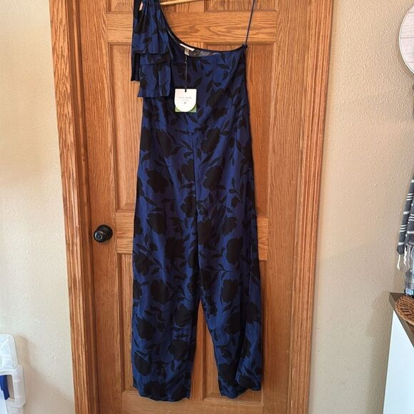 KATE SPADE X TARGET Classic Rose Linen Blend One Shoulder Jumpsuit Size 14 *NEW* - Picture 7 of 14